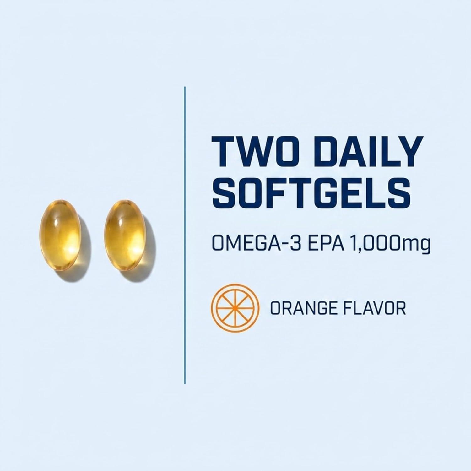 image:imageOceanblue Essentials Mood Food Omega3 Triple Strength Fish Oil 1000mg EPA for Mood Support Burpless Mini Softgels Heart Health NonGMO 60 Count