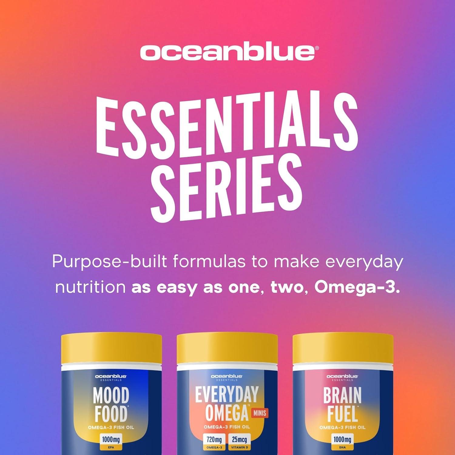 image:imageOceanblue Essentials Mood Food Omega3 Triple Strength Fish Oil 1000mg EPA for Mood Support Burpless Mini Softgels Heart Health NonGMO 60 Count
